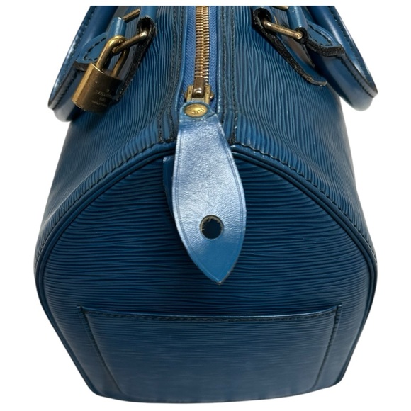 LOUIS VUITTON Speedy 30 Blue Epi Leather Boston Hand Bag Purse - Picture 10 of 15